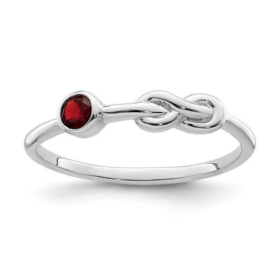 Unique Gemstone Wedding Bands For Brides-Sterling Silver Gemstone Infinity Knot Birthstone Rings