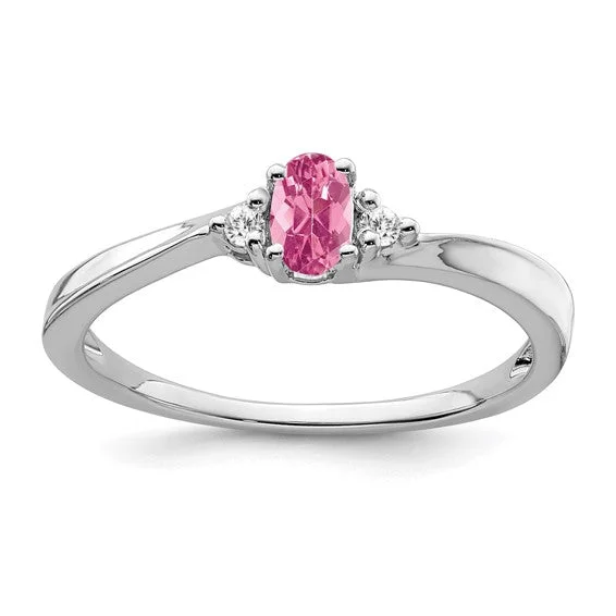 Stunning Rose Gold Wedding Bands For Fashion-Forward Brides-14k White Gold Oval 5x3mm Pink Tourmaline And Diamond Ring