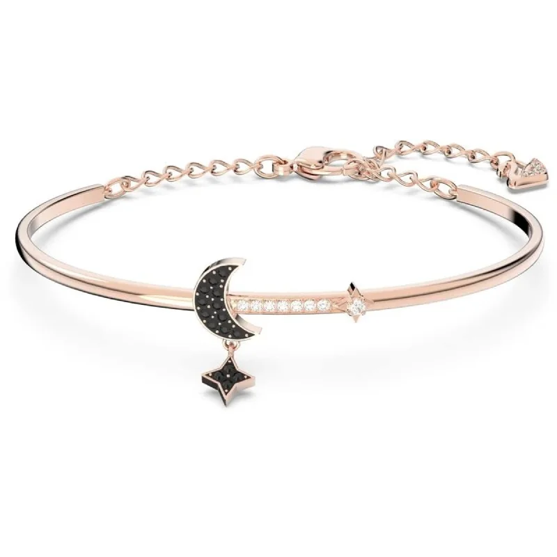 Timeless Diamond-Studded Bangles For Special Occasions-Swarovski Women's Bangle Bracelet - Swarovski Symbolic Duo Moon Rose Gold | 5429729