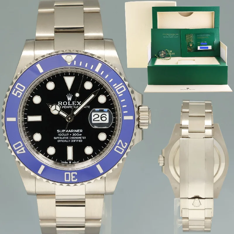 Elegant Silver Watches For Subtle Elegance-2020 NEW PAPERS Rolex Submariner Blue Bezel 126619LB White Gold 41mm Watch Box