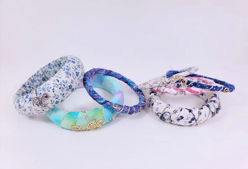 Beautiful Crystal-Encrusted Bangles For Special Moments-Wire & Fabric Wrapped Bangle