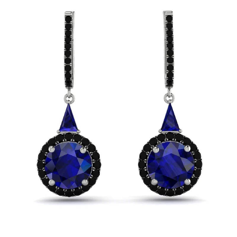 Unique Pearl Earrings For Special Moments-Hidden Halo Sapphire Earrings - Joanna No. 45