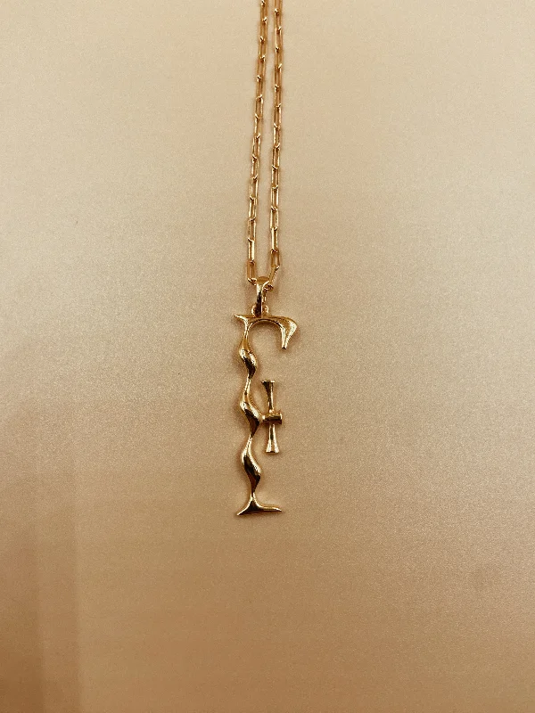 Letter F Necklace | 18kt Solid Gold