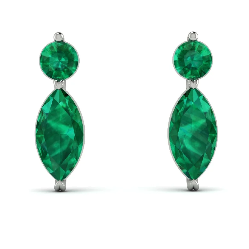 Elegant Earrings For Office Glam-Hanging Marquise Emerald Earrings - Lacey No. 6