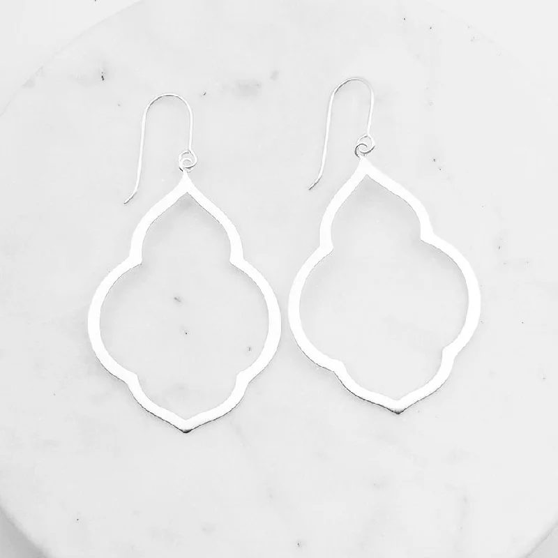 Handmade Dangle Earrings For Unique Appeal-Brushed Sterling Silver Large Persian Window Earrings