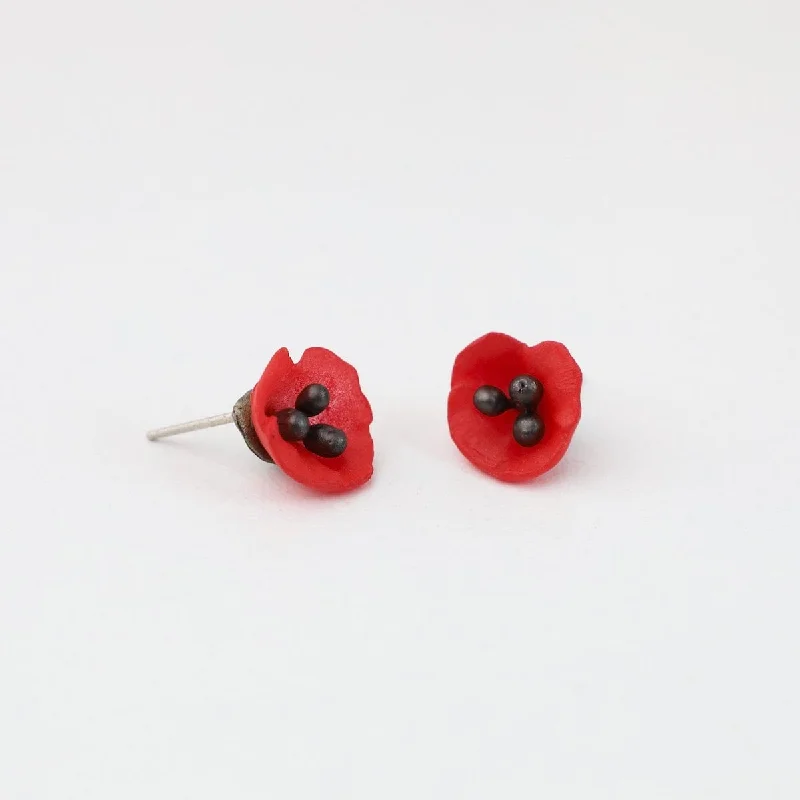 Chic Stud Earrings For Stylish Women-Red Poppy Post Earrings