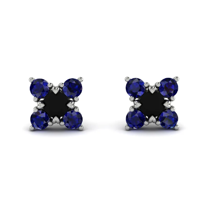 Fashionable Earrings For Office Wear-Geometrical 5 Black Diamonds Stud Earrings - Noa No. 69