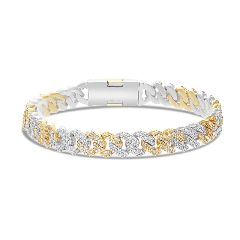 Beautiful Custom Charm Bracelets For Meaningful Gifts-10K 8.5mm Two-Tone Diamond Cuban Bracelet