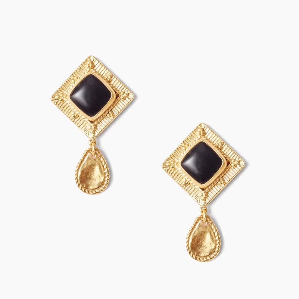 Beautiful Hoop Earrings For Special Days-Black Onyx Vignette Drop Earrings