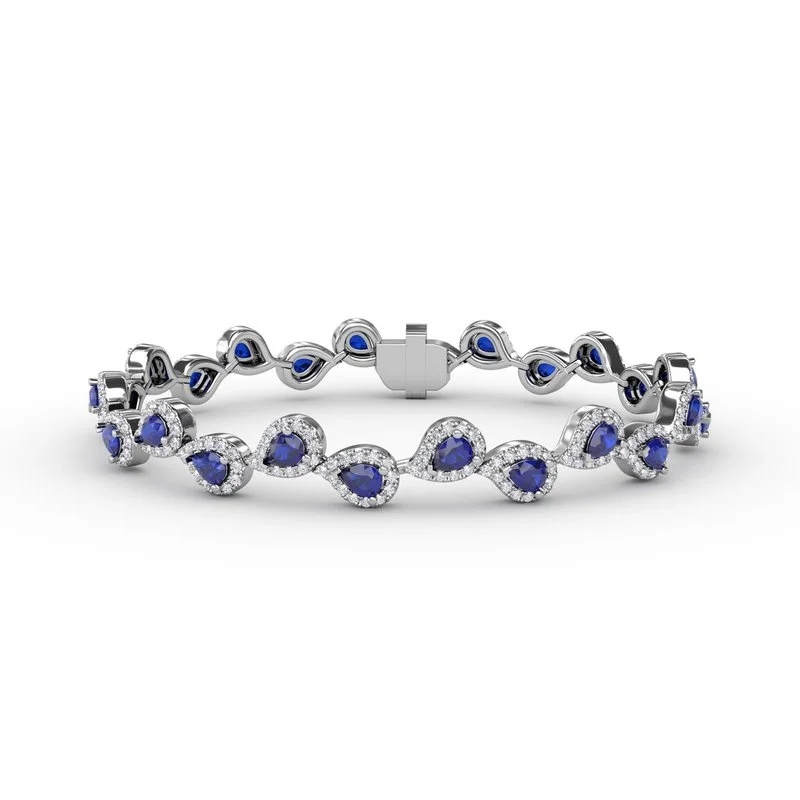 Trendy Bangles And Bracelets For Layered Fashion-Decorated Sapphire and Diamond Bracelet B1601S