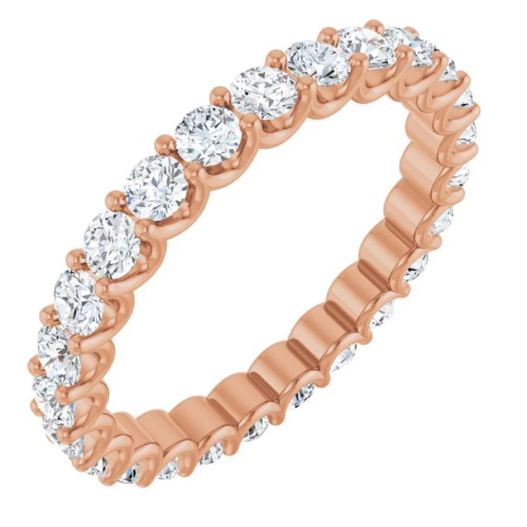 Affordable Platinum Wedding Bands For Brides-14K Rose 1 3/8 CTW Lab-Grown Diamond  Eternity Band Size 5